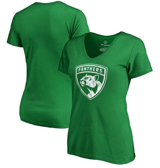 2020 NHL Florida Panthers Fanatics Branded Women St. Patrick Day White Logo TShirt  Kelly Green->ncaa t-shirts->Sports Accessory
